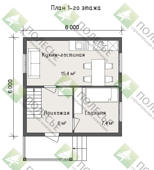 Дачный дом Ранчо-2 6х6