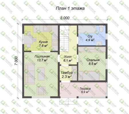 Каркасный дом Жемчужина 7х8