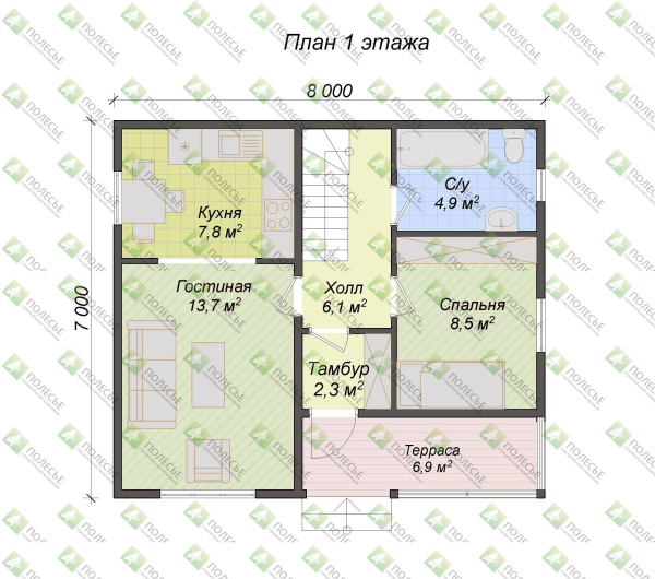 Каркасный дом Жемчужина 7х8