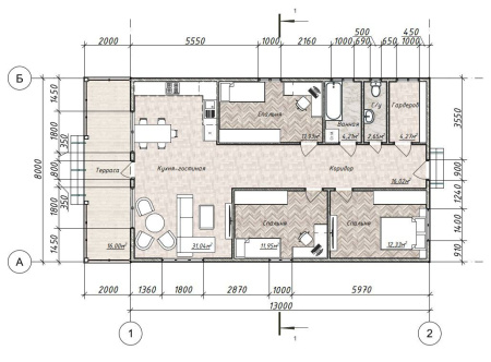 Каркасный дом Тамерлан 8x13