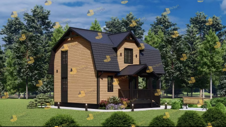 Каркасный дом Комфорт с мансардой 8х7 Каркасный дом Комфорт с мансардой 8х7