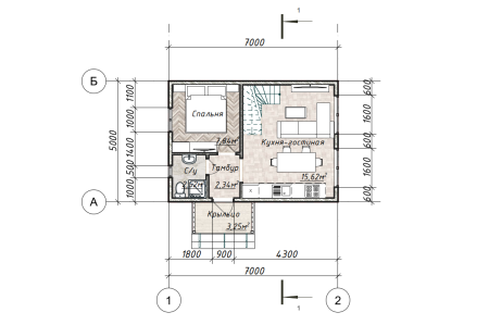 Каркасный дом Кострома 5x7 Каркасный дом Кострома 5x7