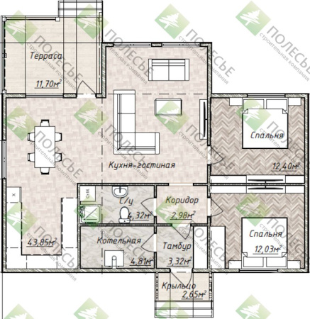 Каркасный дом Светлый 12x9