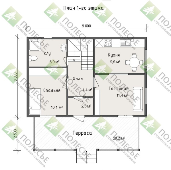 Дачный дом Коломна 6х9
