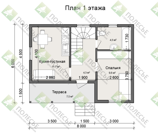 Каркасный дом Канцлер-2 6x8