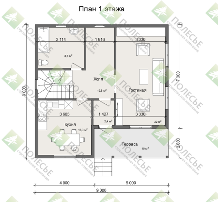 Каркасный дом Ступино 9х9