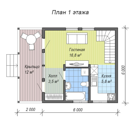 Каркасный дом Сказка 6x8