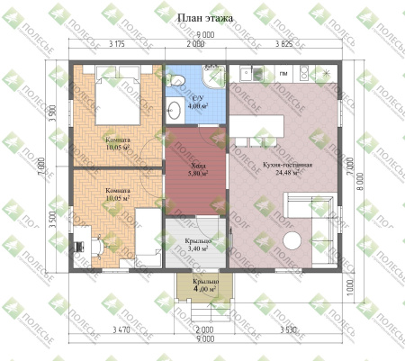 Каркасный дом Классика 7х9