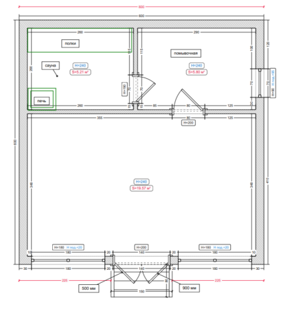 Каркасная баня Оптима 6x6