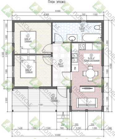 Каркасный дом Маркиз 8x8