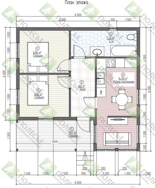 Каркасный дом Маркиз 8x8