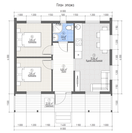 Каркасный дом Карелия 6x8 Каркасный дом Карелия 6x8
