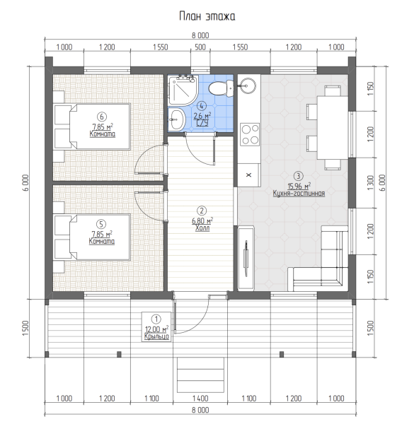 Каркасный дом Карелия 6x8 Каркасный дом Карелия 6x8