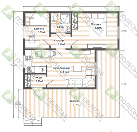 Каркасный дом Сомбреро 9x9