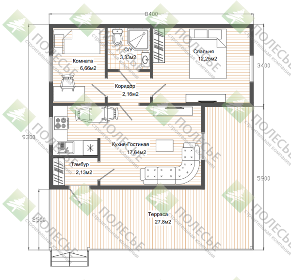 Каркасный дом Сомбреро 9x9