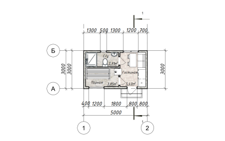 Каркасная баня Изумруд 3x5