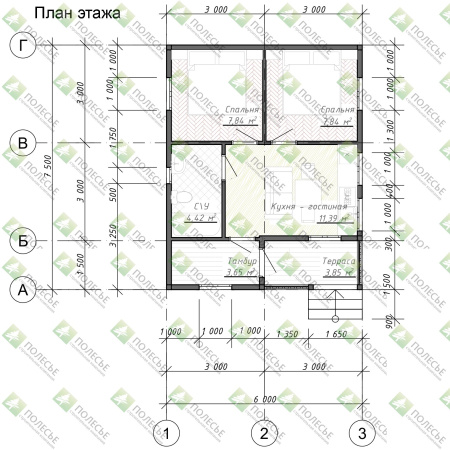 Каркасный дом Зодчий 6x8