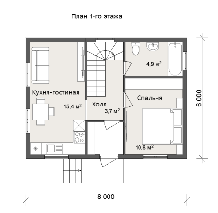 Дачный дом Атлант 6х8