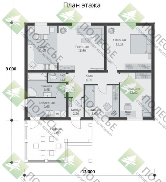 Каркасный дом Чингизхан 9x12