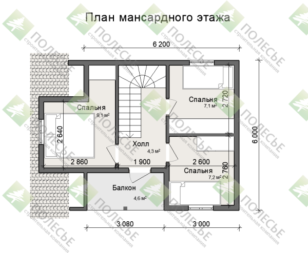 Каркасный дом Канцлер-2 6x8