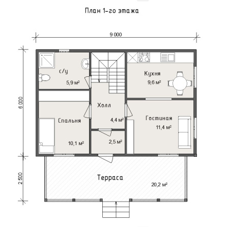 Дачный дом Коломна 6х9