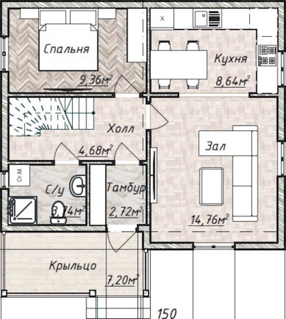 Каркасный дом Уют-1 7х8