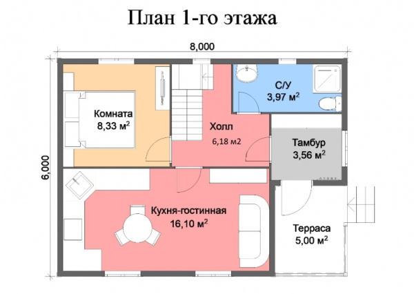 Дачный дом Престиж-2 6х8 Дачный дом Престиж-2 6х8