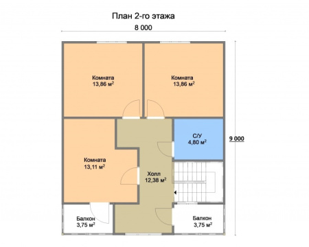 Каркасный дом Кельн 8х9