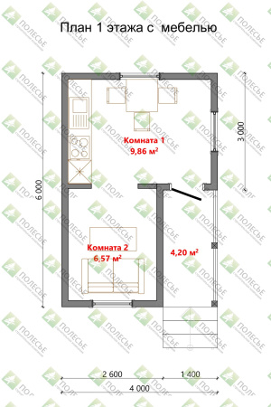 Дачный дом Садовод 6x4