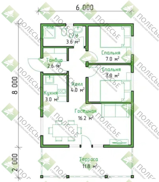 Каркасный дом Скандик 6x10