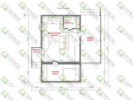 Дачный дом Андрей 5x8,5м