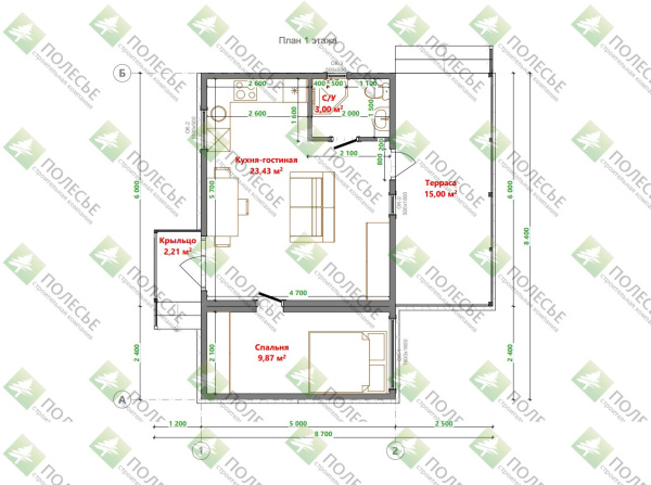 Дачный дом Андрей 5x8,5м