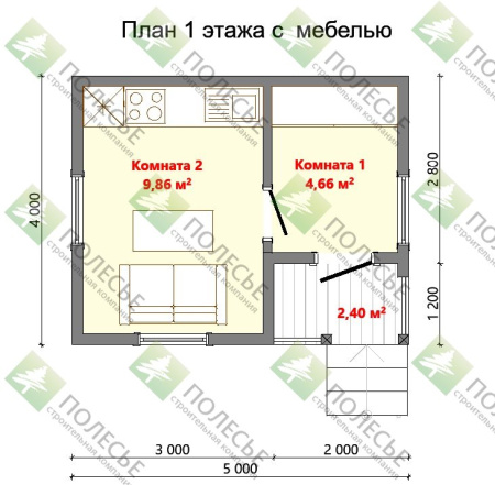 Дачный дом Садовник 5x4