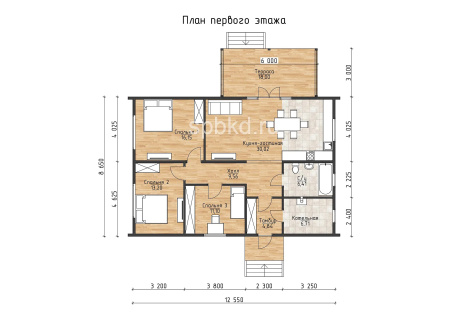 Каркасный дом Барни 9x12