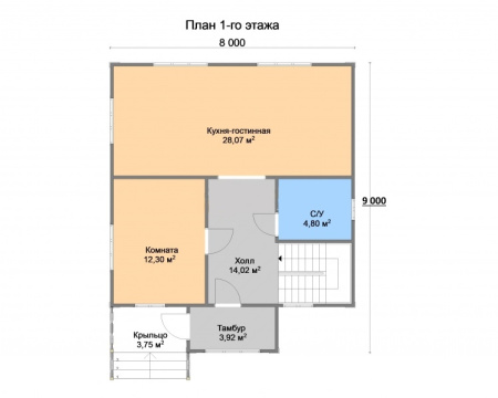 Каркасный дом Кельн 8х9