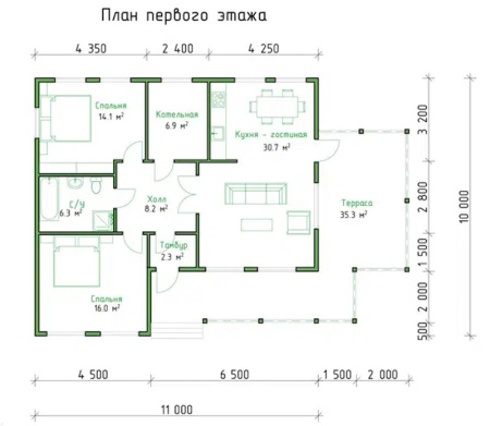Каркасный дом Красивый 10x11 Каркасный дом Красивый 10x11