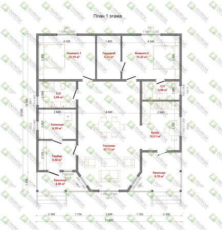 Каркасный дом Валдай 11x12