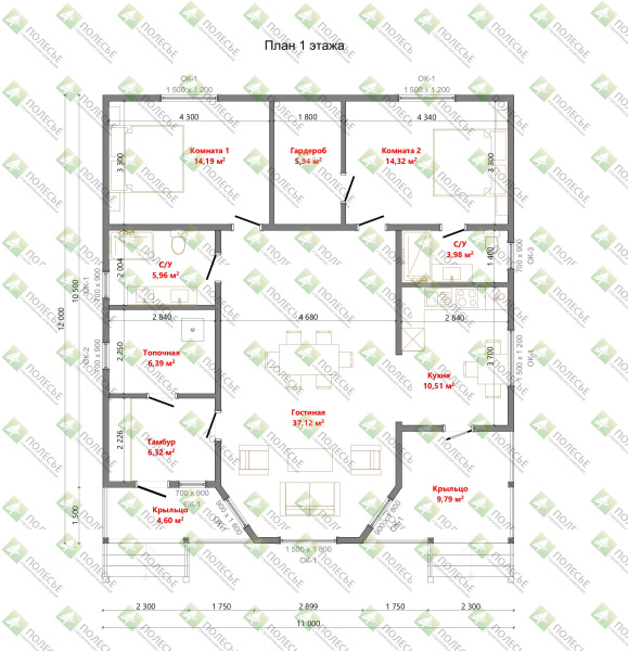 Каркасный дом Валдай 11x12