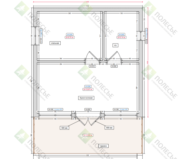 Дачный дом Орбита 6х6 с верандой