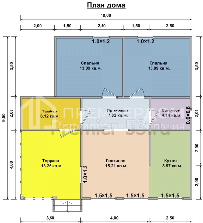 Каркасный дом Деревенский 10x10