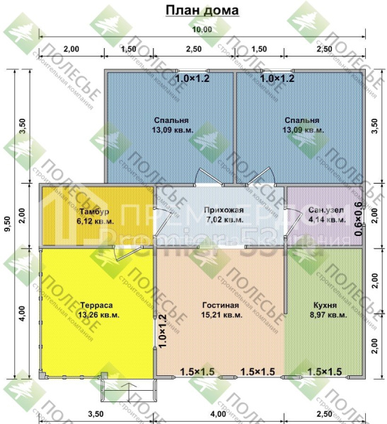 Каркасный дом Деревенский 10x10
