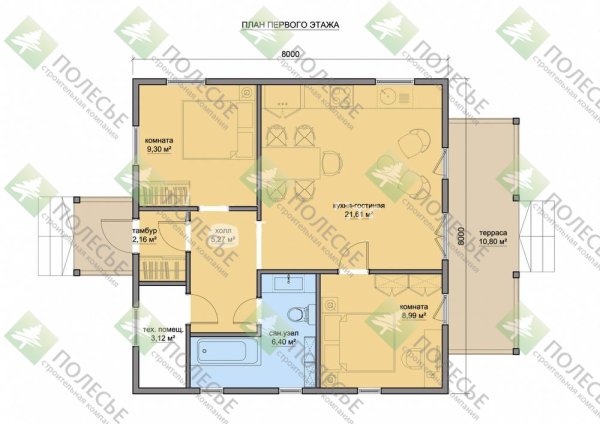 Каркасный дом Пестово 8x8