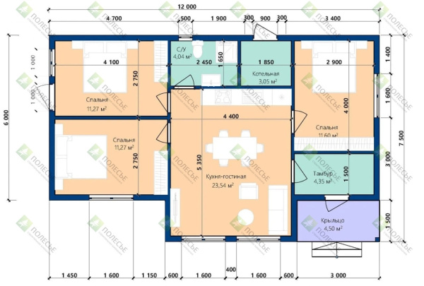 Каркасный дом Нордик 7.5x12