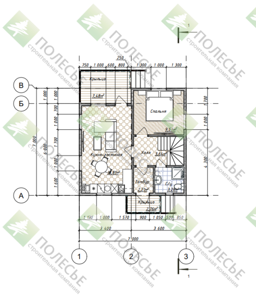 Каркасный дом Севастополь 7х7