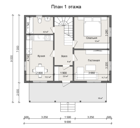 Каркасный дом Подмосковье-2 9х9