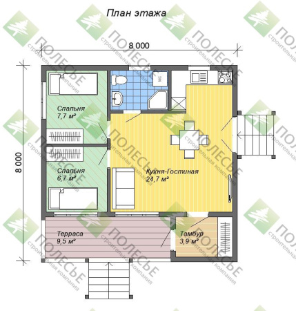 Каркасный дом Звезда 8х8