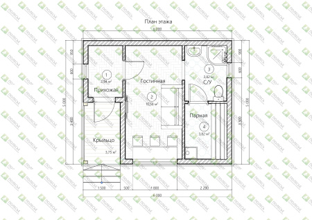 Каркасная баня Вуд-2 5x6
