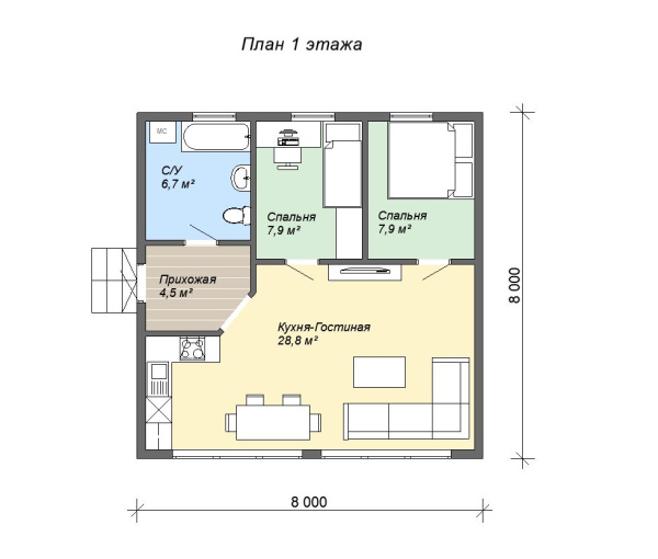 Каркасный дом Хамелеон 8х8