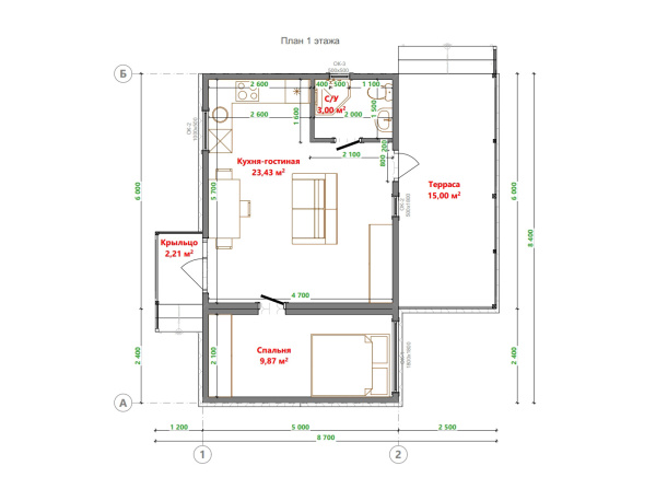 Модульный дом Андрей 5x8,5м Модульный дом Андрей 5x8,5м
