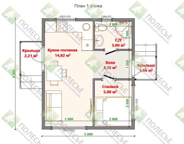 Дачный дом Мирон 5x6